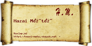 Hazai Máté névjegykártya
